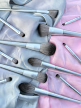 Silver Luxe Makeup Brush Set 12 Piece Professional Beauty