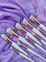 White Elegance Rose Gold Makeup Brush Set 10 Piece Professional