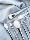 White Luxe Silver Makeup Brush Set 8 Piece Premium Beauty