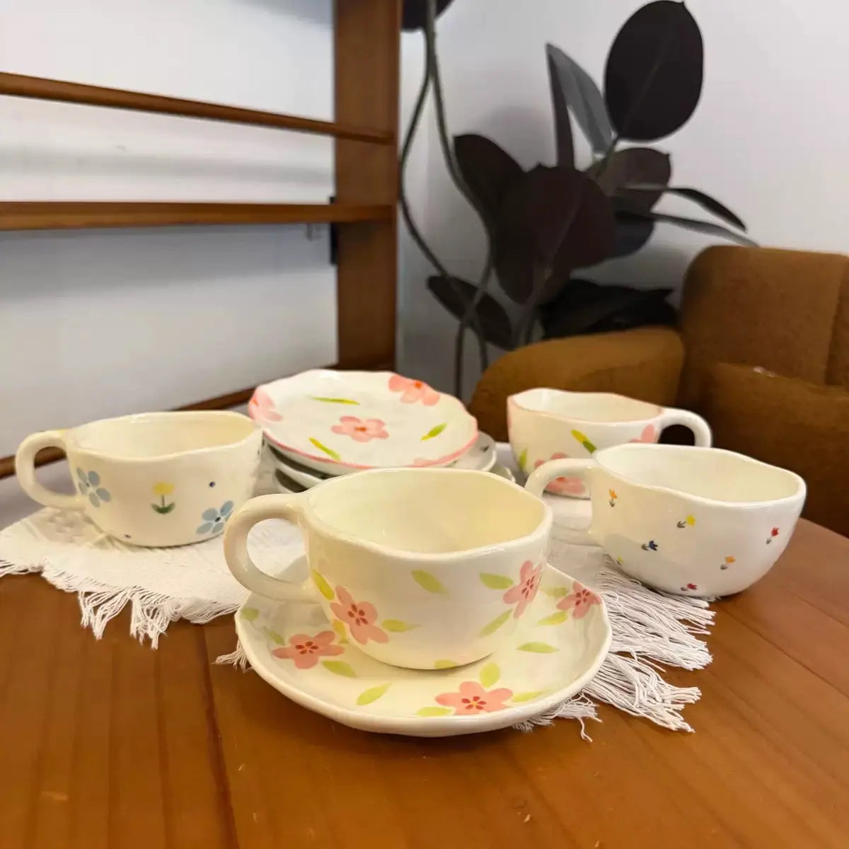 Pastel Floral Ceramic Cup & Saucer SparkelsSparkels