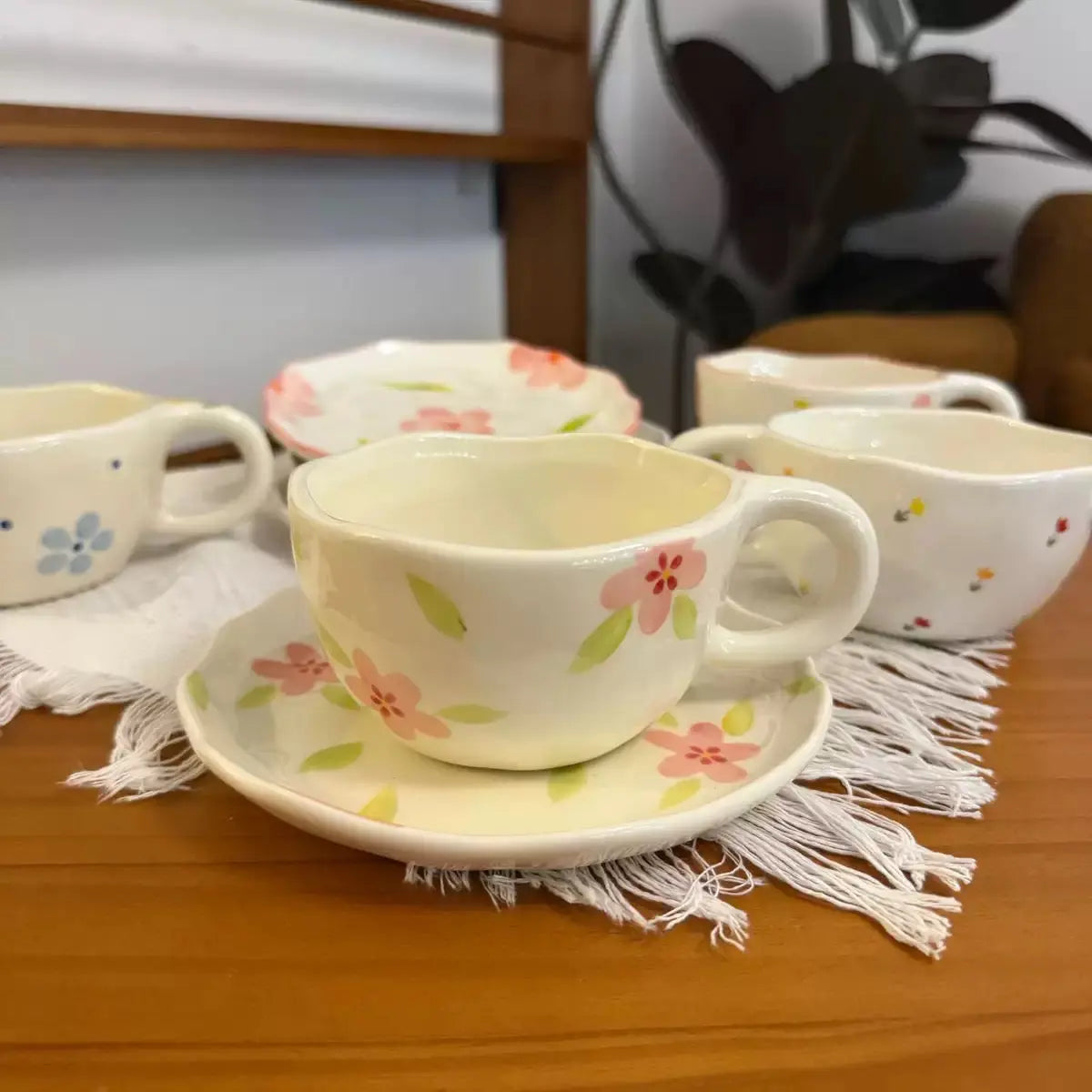 Pastel Floral Ceramic Cup & Saucer SparkelsSparkels