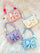 Cute Pastel Bow Mini Handbag with Cherry Embroidery SparkelsSparkels