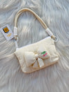 Cute Pastel Bow Mini Handbag with Cherry Embroidery SparkelsSparkels