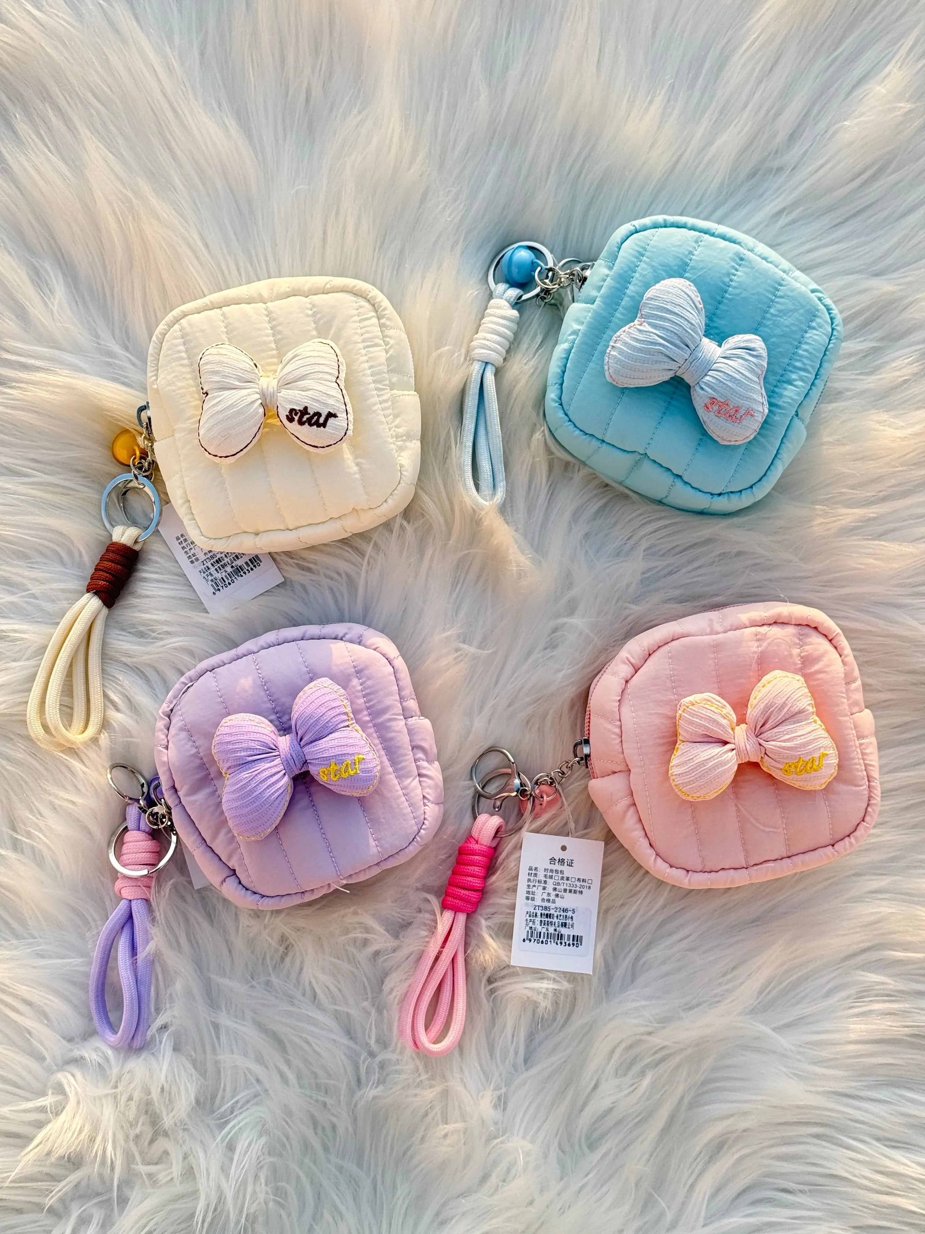 Cute Pastel Bow Coin Pouch Keychain SparkelsSparkels