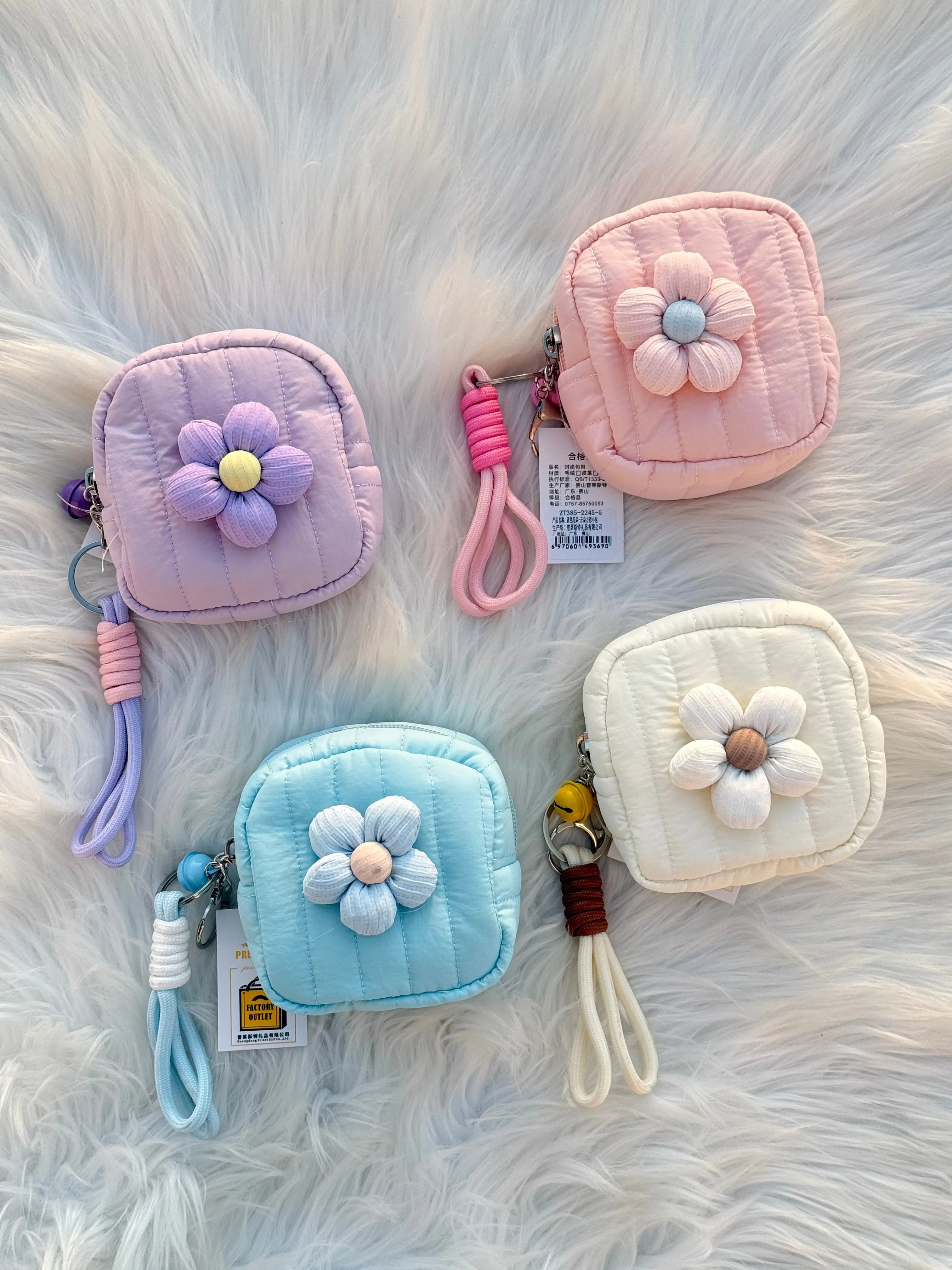 Cute Pastel Flower Coin Pouch Keychain SparkelsSparkels