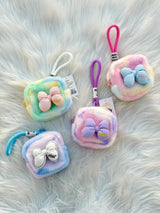 Pastel Rainbow Fluffy Coin Pouch Keychain SparkelsSparkels