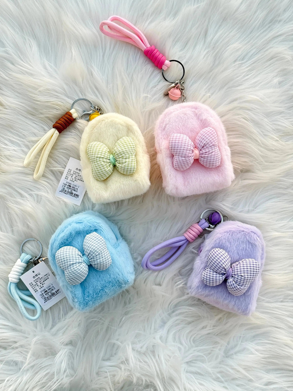 Cute Fluffy Mini Backpack Coin Pouch Keychain SparkelsSparkels