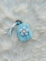 Cute Mini Backpack Coin Pouch Keychain with Flower