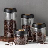 Vacuum Coffee Bean Storage Jar with Airtight Lid Glass Coffee Container for Fresh Beans