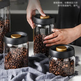 Vacuum Coffee Bean Storage Jar with Airtight Lid Glass Coffee Container for Fresh Beans