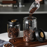 Vacuum Coffee Bean Storage Jar with Airtight Lid Glass Coffee Container for Fresh Beans