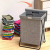 Foldable Laundry Hamper with Lid & Metal Frame Large Fabric Clothes Storage Basket