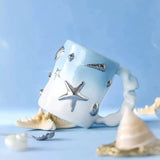 Ocean Seashell Ceramic Mug Starfish Coffee Cup Gift Set with Ocean Themed Box