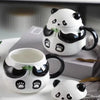 Cute Panda Ceramic Mug with Lid Kawaii Panda Coffee & Tea Cup