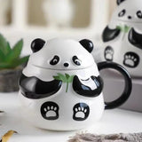 Cute Panda Ceramic Mug with Lid Kawaii Panda Coffee & Tea Cup