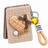 Love Me Heart Compact Mirror Keychain with Wrist Strap