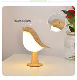 Bird LED Touch Table Lamp Cute Wooden Bird Night Light for Bedroom & Desk