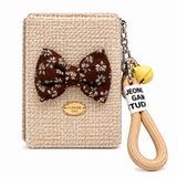 Elegant Bow Compact Mirror Keychain with Wrist Strap