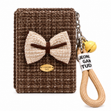 Elegant Bow Compact Mirror Keychain with Wrist Strap