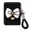Chic Floral Bow Compact Mirror Keychain with Wrist Strap