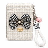 Chic Floral Bow Compact Mirror Keychain with Wrist Strap
