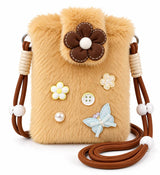 Cute Fluffy Flower Crossbody Phone Bag
