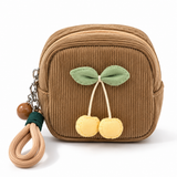 Cute Cherry Corduroy Mini Coin Purse Keychain