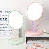 Pastel Oval Table Mirror with Jewelry Hook Stand