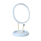 Pastel Oval Table Mirror with Jewelry Hook Stand