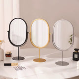 Modern Oval Rotating Vanity Table Mirror with Metal Stand