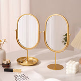 Modern Oval Rotating Vanity Table Mirror with Metal Stand