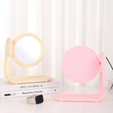 Pastel Rotating Double Sided Round Vanity Mirror with Storage Tray