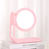 Pastel Rotating Double Sided Round Vanity Mirror with Storage Tray