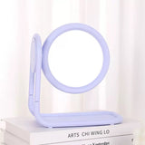 Pastel Rotating Double Sided Round Vanity Mirror with Storage Tray