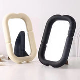 Modern Wavy Rectangle Table Mirror with Foldable Stand