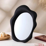Aesthetic Irregular Wavy Table Mirror with Foldable Stand