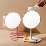 Cute Cat Ear Table Mirror with Hidden Comb & Jewelry Tray