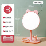 Cute Cat Ear Table Mirror with Hidden Comb & Jewelry Tray