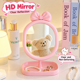Cute Bow Vanity Table Mirror with Storage Tray