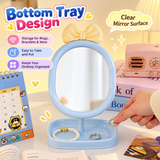 Cute Bow Vanity Table Mirror with Storage Tray