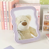 Wavy Frame Table Makeup Mirror with Stand Pastel Vanity Mirror