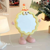 Cute Cartoon Wavy Table Mirror Standing Makeup Mirror