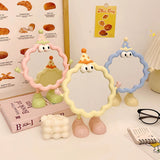 Cute Cartoon Wavy Table Mirror Standing Makeup Mirror