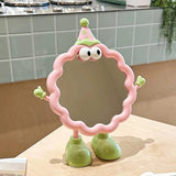 Cute Cartoon Wavy Table Mirror Standing Makeup Mirror