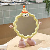 Cute Cartoon Wavy Table Mirror Standing Makeup Mirror