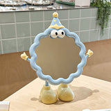 Cute Cartoon Wavy Table Mirror Standing Makeup Mirror