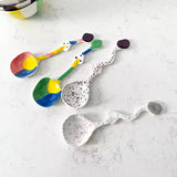 Colorful Striped Ceramic Bowl with Spoon Cute Dessert & Snack Bowl Set