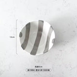 Colorful Striped Ceramic Bowl with Spoon Cute Dessert & Snack Bowl Set