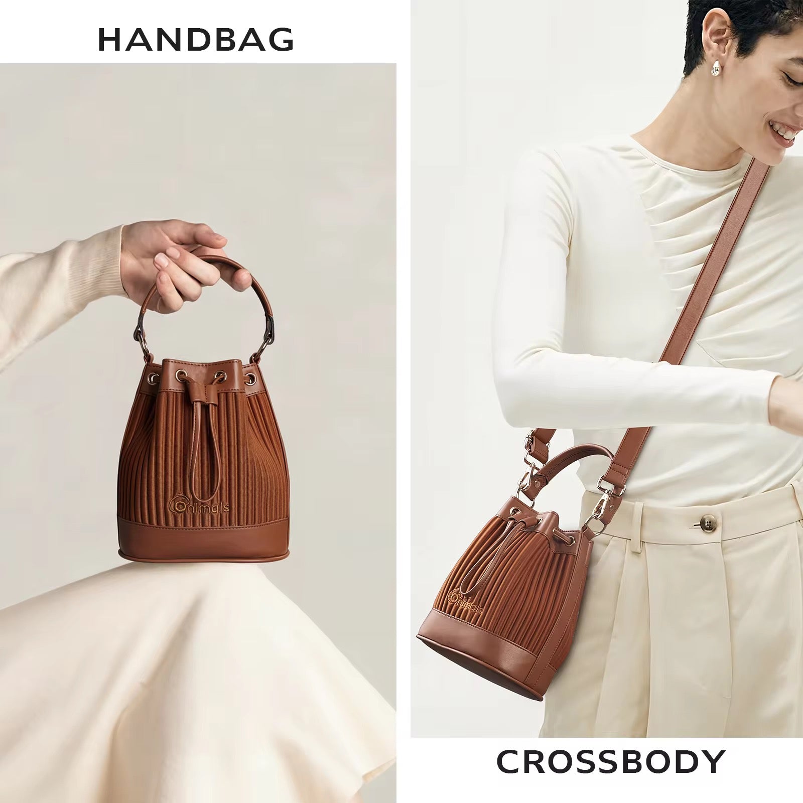 Pleated Bucket Bag Elegant & Lightweight Crossbody Handbag