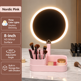 Smart LED Makeup Mirror with Storage Organizer 3 Color Lights